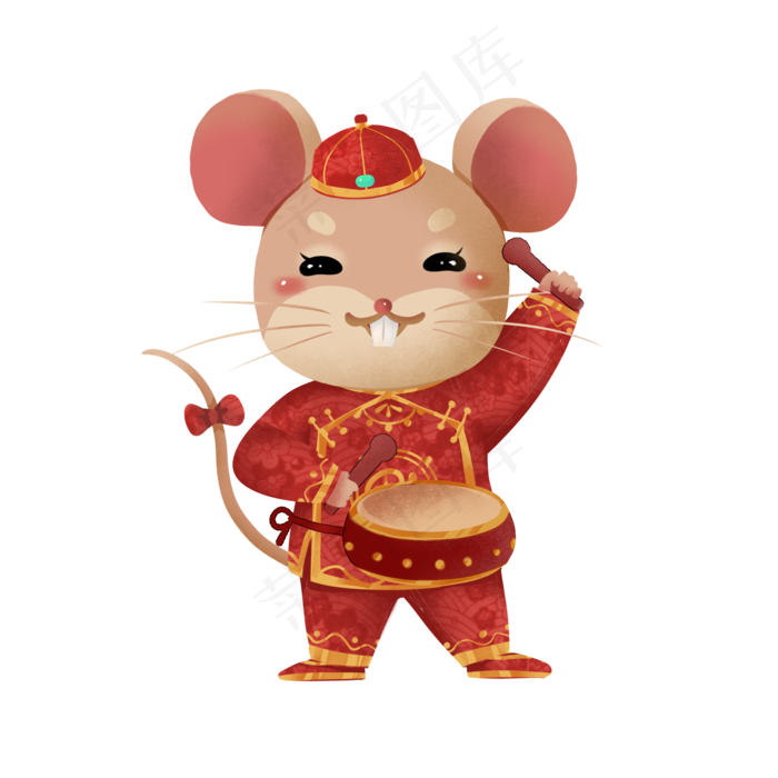 2020鼠年子鼠腰鼓,免抠元素(2000X2000(DPI:300))psd模版下载