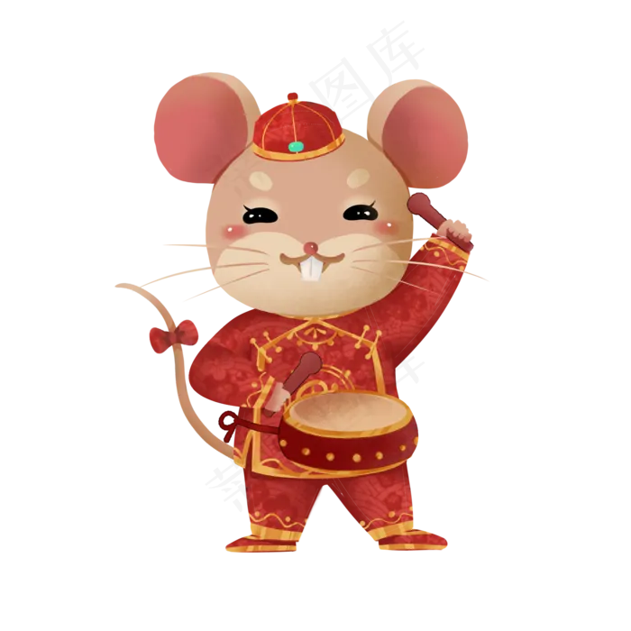 2020鼠年子鼠腰鼓,免抠元素(2000X2000(DPI:300))psd模版下载