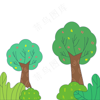 绿色手绘树木叶子矢量素材下载