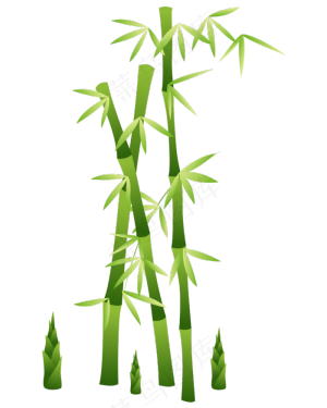 矢量古风意境水墨竹子水彩手绘