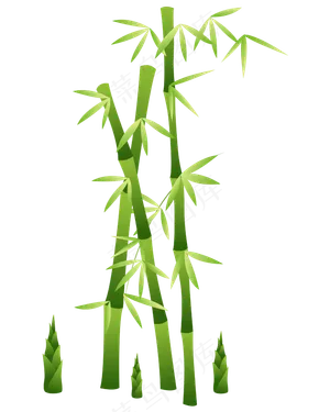 矢量古风意境水墨竹子水彩手绘