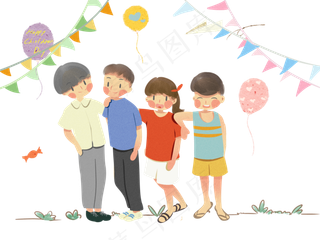 儿童节儿童人物装饰画,免抠元素