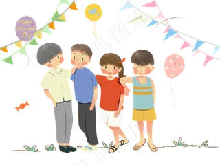儿童节儿童人物装饰画,免抠元素