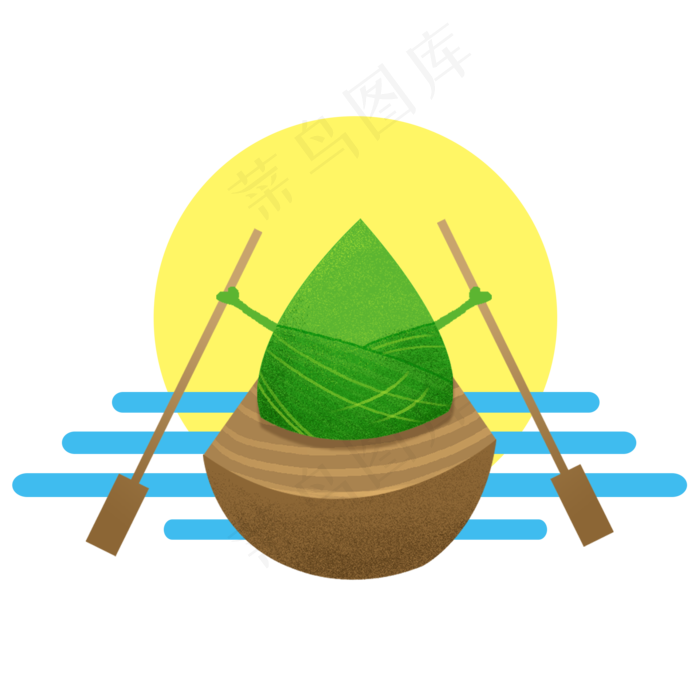 创意场景划着船的粽子