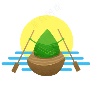 创意场景划着船的粽子