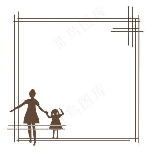 母亲节母亲与孩子拉手手绘边框