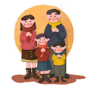 新年2020年鼠年全家人一起拜年,免抠元素