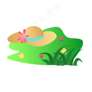 矢量免扣春天草帽