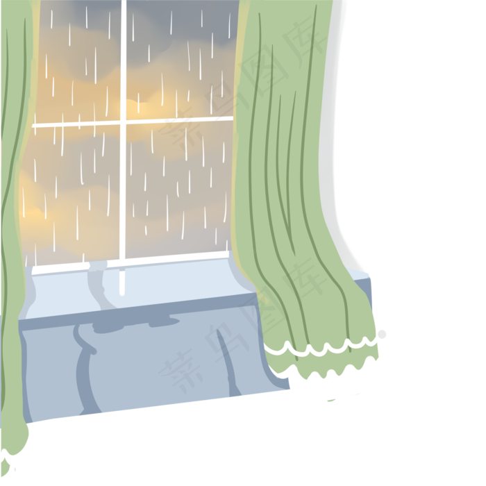 一个下雨天的窗台,免抠元素
