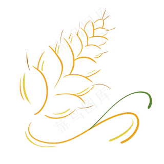 线性金黄的麦穗系列四,免抠元素