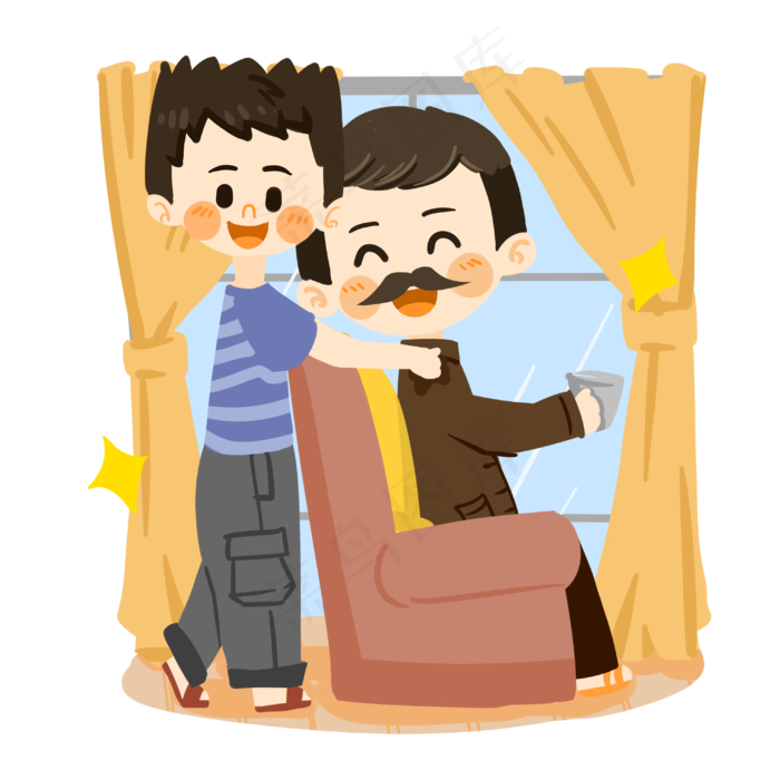 父亲节给父亲按摩PNG素材