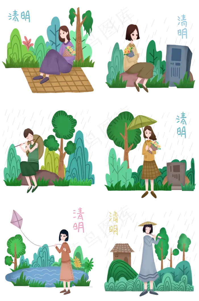 清明节扫墓女孩合集
