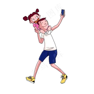 父亲与女儿游玩插图