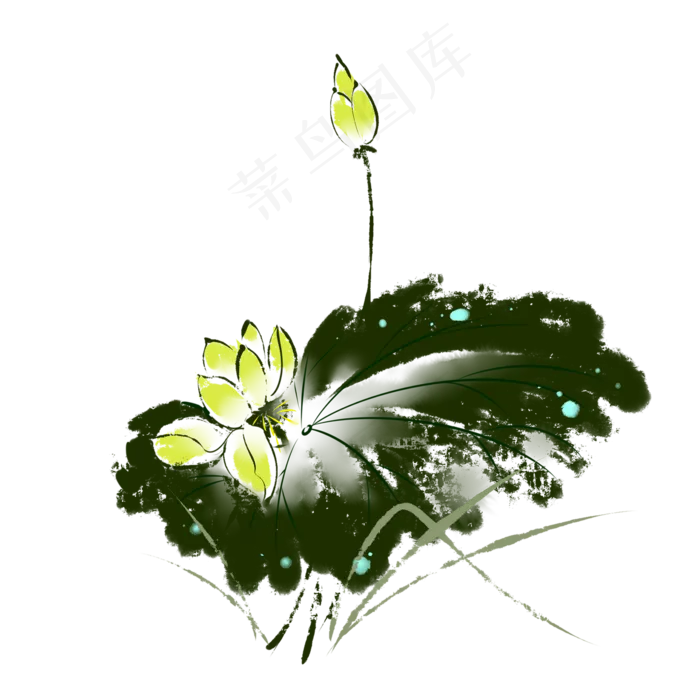 黄色荷花组合装饰图案(2000X2000(DPI:299))psd模版下载