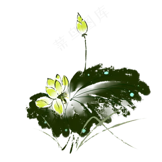 黄色荷花组合装饰图案