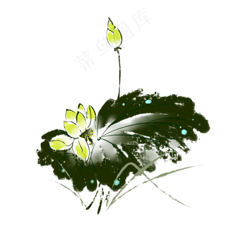 黄色荷花组合装饰图案