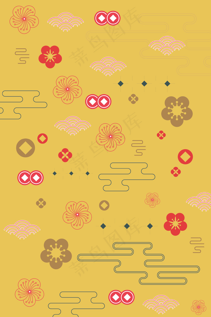 黄色传统中国风底纹背景