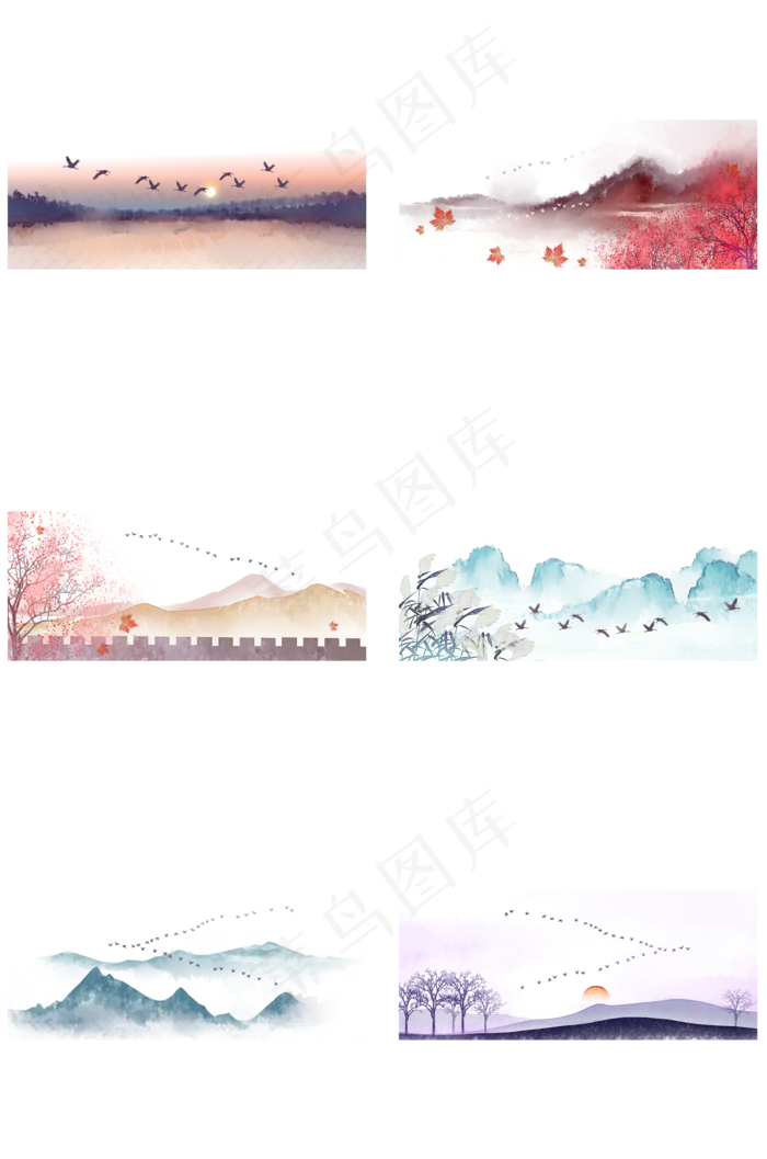 秋天大雁中国风水墨合集(2000X3020(DPI:300))psd模版下载