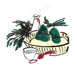 端午节粽子水墨素材