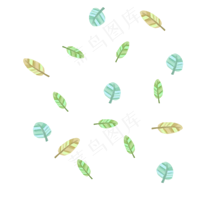 漂浮叶子夏季手绘树叶(2000X2000(DPI:300))psd模版下载
