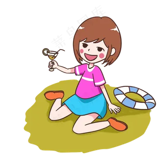 夏天喝汽水的女孩