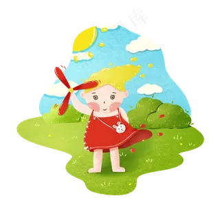 处暑郊游电风扇拟人