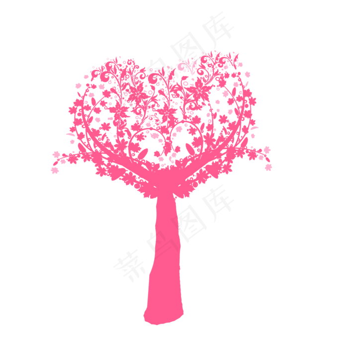粉色心形树免抠素材