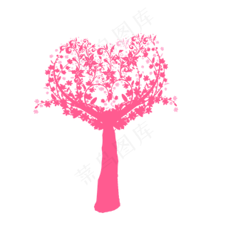 粉色心形树免抠素材