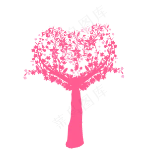 粉色心形树免抠素材