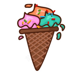 手绘夏日水果甜筒