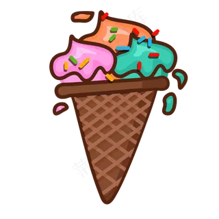 手绘夏日水果甜筒