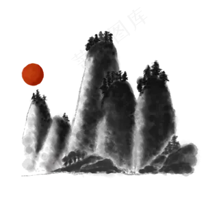 水墨山中国风元素简约墨色古风素