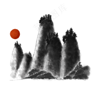 水墨山中国风元素简约墨色古风素