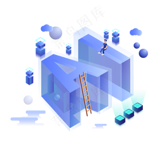 2.5D互联网技术场景,免抠元素