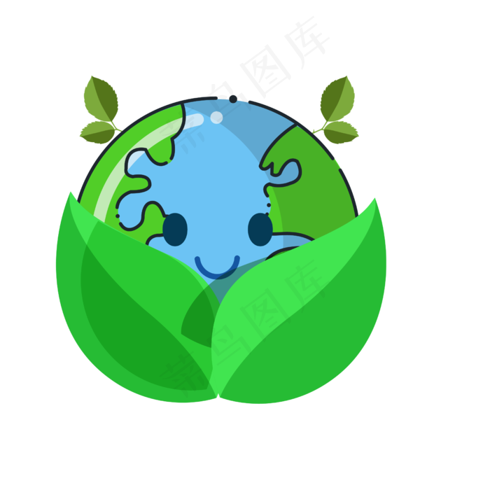 手绘风可爱绿色世界地球日元素