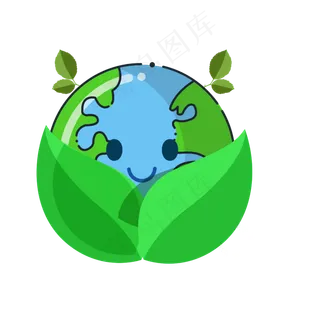 手绘风可爱绿色世界地球日元素