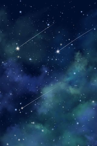 深蓝色唯美治愈卡通星空夜晚流星雨风景配图