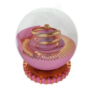 C4D水晶球玫瑰金设计元素