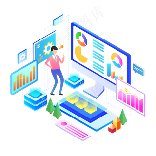 25D商务办公人工智能可商用电脑元,免抠元素