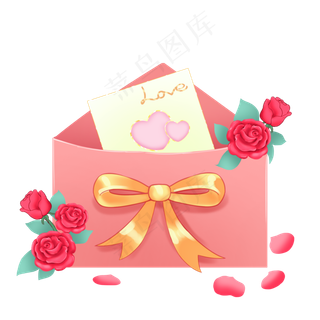 情人节表白信封玫瑰花