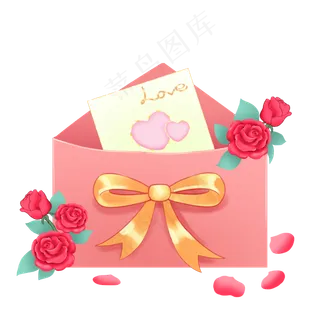 情人节表白信封玫瑰花