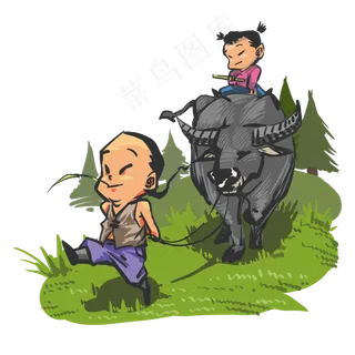 清明节牧童放牛娃