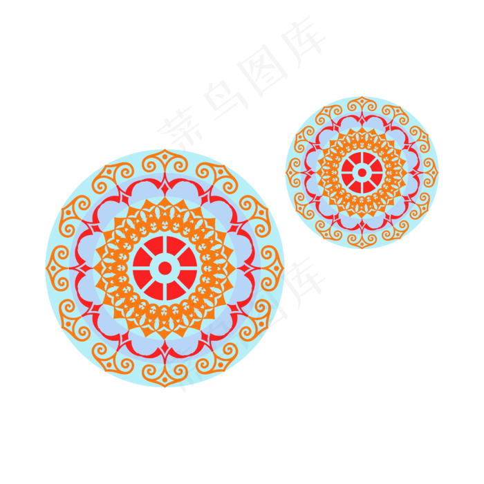 矢量蓝色红色黄色花纹