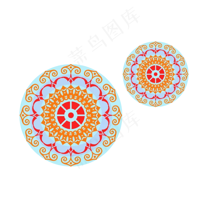 矢量蓝色红色黄色花纹ai矢量模版下载