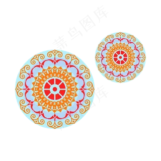 矢量蓝色红色黄色花纹