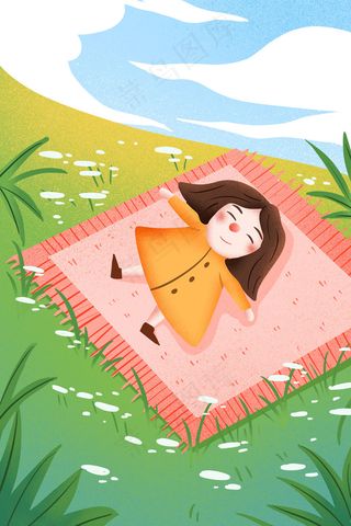 小清新春天春困睡觉