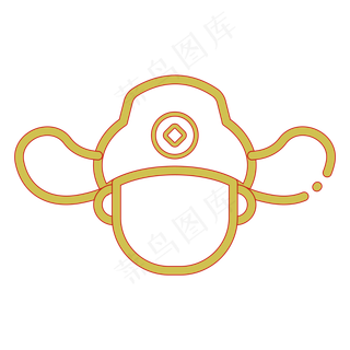 新年财神帽子线条,免抠元素