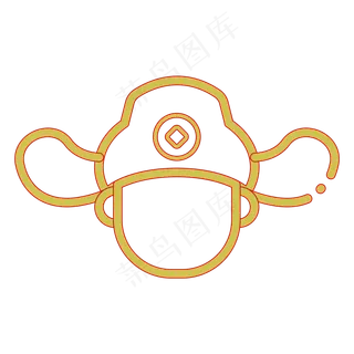 新年财神帽子线条,免抠元素