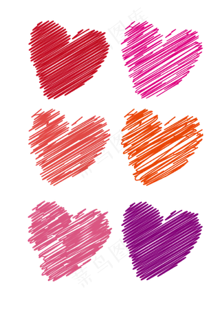 情人节手绘心形装饰图案