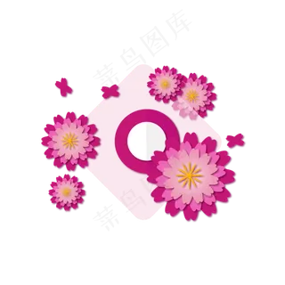 矢量手绘剪纸花朵